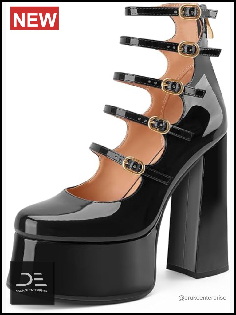 Chunky Platform Mary Jane Ankle Boots Block Heel Patent Faux Leather